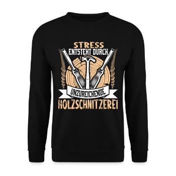 Holzschnitzer Holzschnitzerei - Unisex Pullover - Schwarz - Vorne - Alina (178cm) & Michal (187cm)