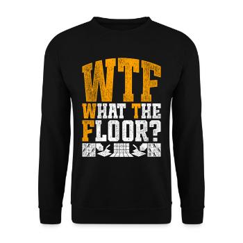 Bodenleger Fliesenleger What The Floor? - Unisex Sweatshirt - black - Front - Alina (178cm) & Michal (187cm)