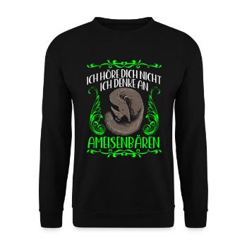 Ich denke an Ameisenbär Ameisenfresser - Unisex Pullover - Schwarz - Vorne - Alina (178cm) & Michal (187cm)