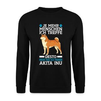 Akita Inu mehr mögen japanischer Akita Inu - Unisex Pullover - Schwarz - Vorne - Alina (178cm) & Michal (187cm)