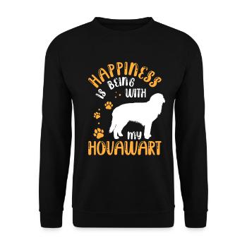Hovawart macht glücklich Derber Bauernhund - Unisex Pullover - Schwarz - Vorne - Alina (178cm) & Michal (187cm)