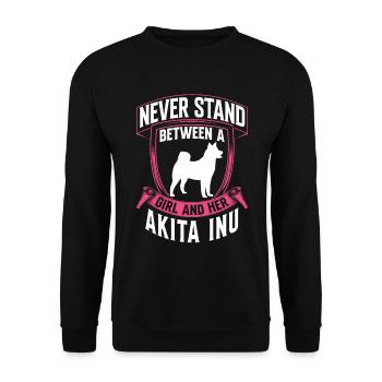 Girl and her Akita Inu Shiba Inu - Unisex Sweatshirt - black - Front - Alina (178cm) & Michal (187cm)