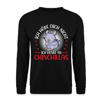 Denke an Chinchilla Nagetier Wollmaus - Unisex Pullover - Schwarz - Vorne - Alina (178cm) & Michal (187cm)