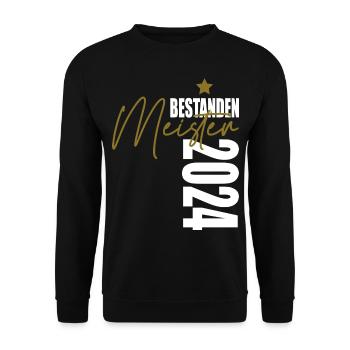 Meister 2024 bestanden - Unisex Pullover - Schwarz - Vorne - Alina (178cm) & Michal (187cm)
