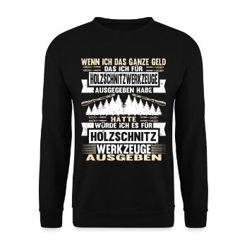 Holzschnitzer Holzschnitzerei - Unisex Pullover - Schwarz - Vorne - Alina (178cm) & Michal (187cm)