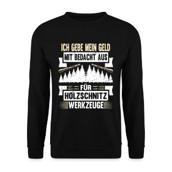 Holzschnitzer Holzschnitzerei - Unisex Pullover - Schwarz - Vorne - Alina (178cm) & Michal (187cm)