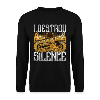 Eufonium Euphoniste I Destroy Silence - Sweat-shirt Unisexe - noir - Devant - Alina (178cm) & Michal (187cm)