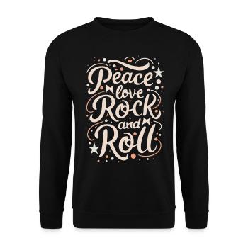 Peace Love Rock And Roll Déclaration Devise - Sweat-shirt Unisexe - noir - Devant - Alina (178cm) & Michal (187cm)