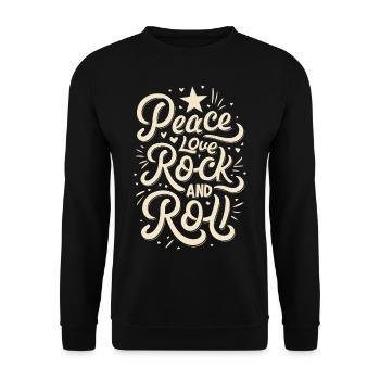 Peace Love Rock And Roll Déclaration Devise - Sweat-shirt Unisexe - noir - Devant - Alina (178cm) & Michal (187cm)