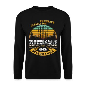 Holzschnitzer Holzschnitzerei - Unisex Pullover - Schwarz - Vorne - Alina (178cm) & Michal (187cm)