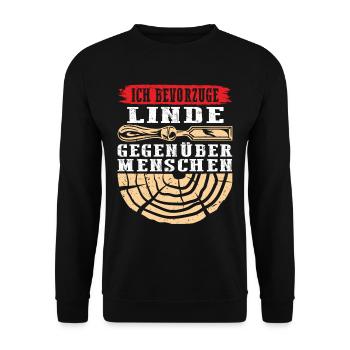 Holzschnitzer Holzschnitzerei - Unisex Pullover - Schwarz - Vorne - Alina (178cm) & Michal (187cm)