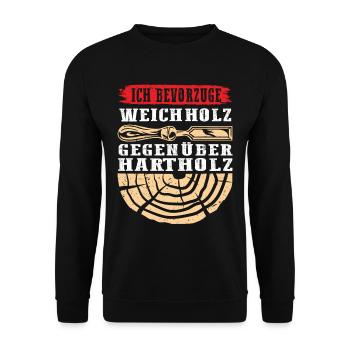 Holzschnitzer Holzschnitzerei - Unisex Pullover - Schwarz - Vorne - Alina (178cm) & Michal (187cm)