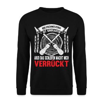 Holzschnitzer Holzschnitzerei - Unisex Pullover - Schwarz - Vorne - Alina (178cm) & Michal (187cm)