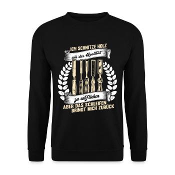 Holzschnitzer Holzschnitzerei - Unisex Pullover - Schwarz - Vorne - Alina (178cm) & Michal (187cm)