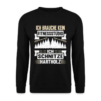 Holzschnitzer Holzschnitzerei - Unisex Pullover - Schwarz - Vorne - Alina (178cm) & Michal (187cm)