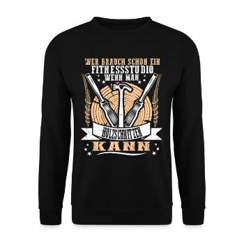 Holzschnitzer Holzschnitzerei - Unisex Pullover - Schwarz - Vorne - Alina (178cm) & Michal (187cm)