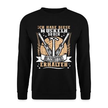 Holzschnitzer Holzschnitzerei - Unisex Pullover - Schwarz - Vorne - Alina (178cm) & Michal (187cm)