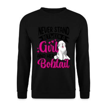 Girl and her Bobtail Old English Sheepdog - Unisex Sweatshirt - black - Front - Alina (178cm) & Michal (187cm)