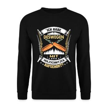 Holzschnitzer Holzschnitzerei - Unisex Pullover - Schwarz - Vorne - Alina (178cm) & Michal (187cm)