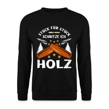 Holzschnitzer Holzschnitzerei - Unisex Pullover - Schwarz - Vorne - Alina (178cm) & Michal (187cm)