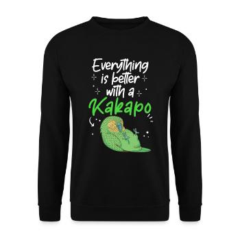 Alles besser mit Kakapo Neuseeland Papagei - Unisex Pullover - Schwarz - Vorne - Alina (178cm) & Michal (187cm)