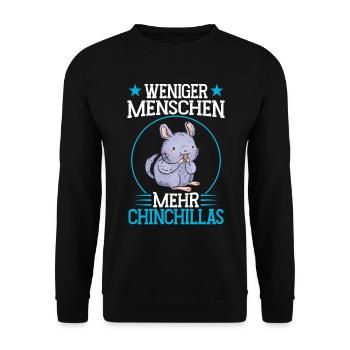 Mehr Chinchilla Nagetier Wollmaus - Unisex Pullover - Schwarz - Vorne - Alina (178cm) & Michal (187cm)