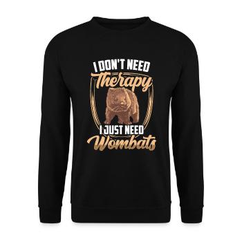 Wombat brauche keine Therapie Beuteltier - Unisex Pullover - Schwarz - Vorne - Alina (178cm) & Michal (187cm)