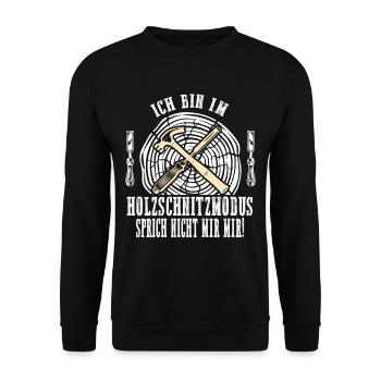 Holzschnitzer Holzschnitzerei - Unisex Pullover - Schwarz - Vorne - Alina (178cm) & Michal (187cm)