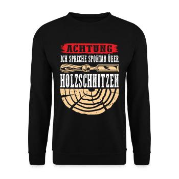 Holzschnitzer Holzschnitzerei - Unisex Pullover - Schwarz - Vorne - Alina (178cm) & Michal (187cm)