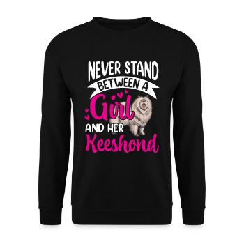 Girl and her Wolfsspitz German Spitz - Unisex Sweatshirt - black - Front - Alina (178cm) & Michal (187cm)