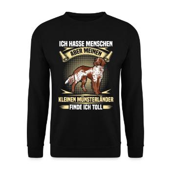 Kleiner Münsterländer finde ich toll - Unisex Pullover - Schwarz - Vorne - Alina (178cm) & Michal (187cm)