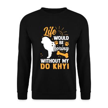 Boring without Do Khyi Tibetan Mastiff - Unisex Sweatshirt - black - Front - Alina (178cm) & Michal (187cm)
