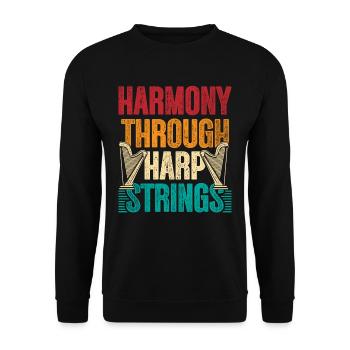 Harpe Harmonie du joueur de harpe à travers les cordes de la harpe - Sweat-shirt Unisexe - noir - Devant - Alina (178cm) & Michal (187cm)
