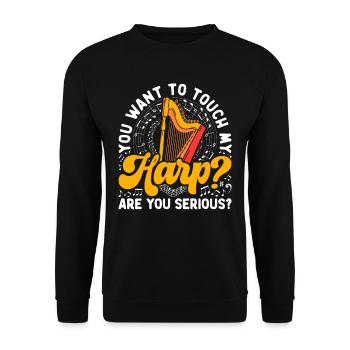Harfenist Harfenistin Harfenspielerin Harfe - Unisex Pullover - Schwarz - Vorne - Alina (178cm) & Michal (187cm)