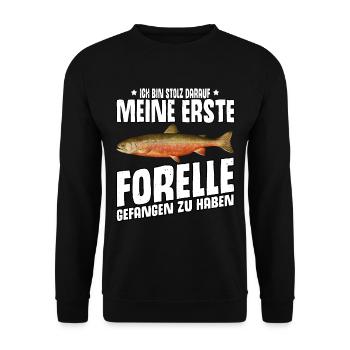Forellen Angeln - Unisex Pullover - Schwarz - Vorne - Alina (178cm) & Michal (187cm)