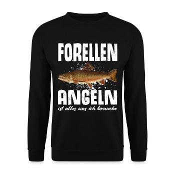 Forellen Angeln - Unisex Pullover - Schwarz - Vorne - Alina (178cm) & Michal (187cm)