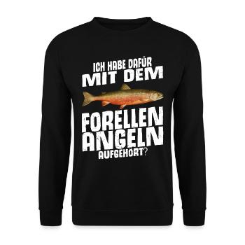 Forellen Angeln - Unisex Pullover - Schwarz - Vorne - Alina (178cm) & Michal (187cm)
