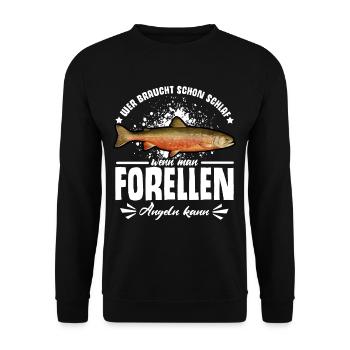 Forellen Angeln - Unisex Pullover - Schwarz - Vorne - Alina (178cm) & Michal (187cm)