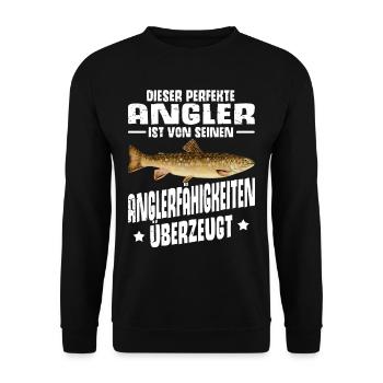 Forellen Angeln - Unisex Pullover - Schwarz - Vorne - Alina (178cm) & Michal (187cm)