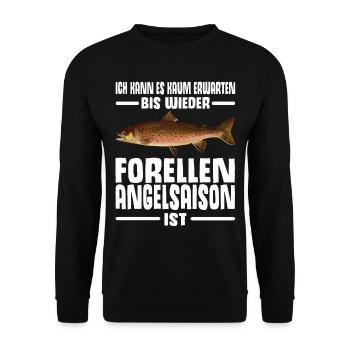Forellen Angeln - Unisex Pullover - Schwarz - Vorne - Alina (178cm) & Michal (187cm)
