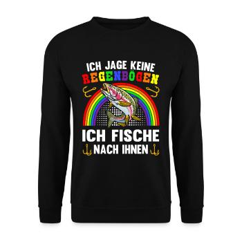 Forellen Angeln - Unisex Pullover - Schwarz - Vorne - Alina (178cm) & Michal (187cm)