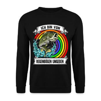 Forellen Angeln - Unisex Pullover - Schwarz - Vorne - Alina (178cm) & Michal (187cm)