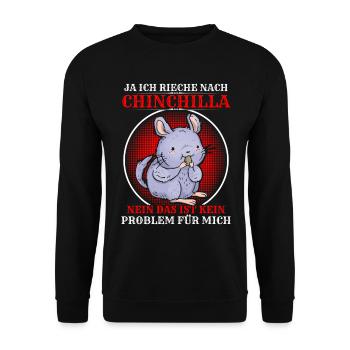 Rieche nach Chinchilla Nagetier Wollmaus - Unisex Pullover - Schwarz - Vorne - Alina (178cm) & Michal (187cm)