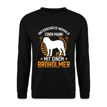 Mann mit Broholmer unterschätzen Broholmer - Unisex Pullover - Schwarz - Vorne - Alina (178cm) & Michal (187cm)