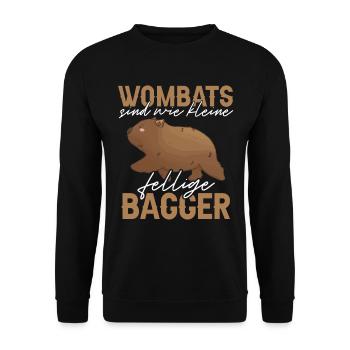 Wombat sind fellige Bagger Beuteltier - Unisex Pullover - Schwarz - Vorne - Alina (178cm) & Michal (187cm)