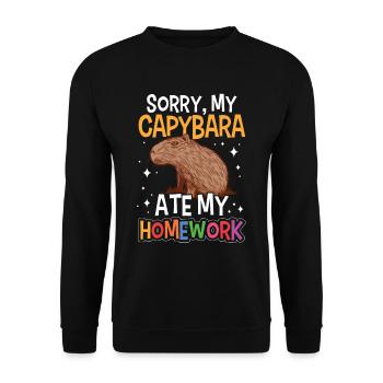 Capybara a mangé des devoirs capybara - Sweat-shirt Unisexe - noir - Devant - Alina (178cm) & Michal (187cm)