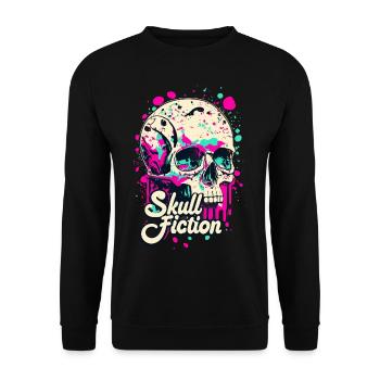 Skull Fiction Totenkopf Totenschädel - Unisex Sweatshirt - black - Front - Alina (178cm) & Michal (187cm)