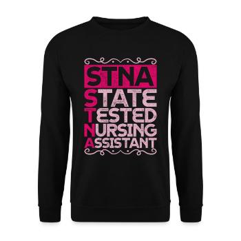 Geriatric Care Assistant Nursing Assistant - Unisex Sweatshirt - black - Front - Alina (178cm) & Michal (187cm)