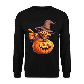 Happy Halloween Monster Hat Pumpkin Spooky Horror - Unisex Sweatshirt - black - Front - Alina (178cm) & Michal (187cm)