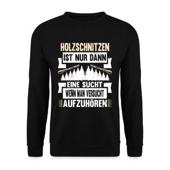 Zimmermann Schreiner Holz - Unisex Pullover - Schwarz - Vorne - Alina (178cm) & Michal (187cm)